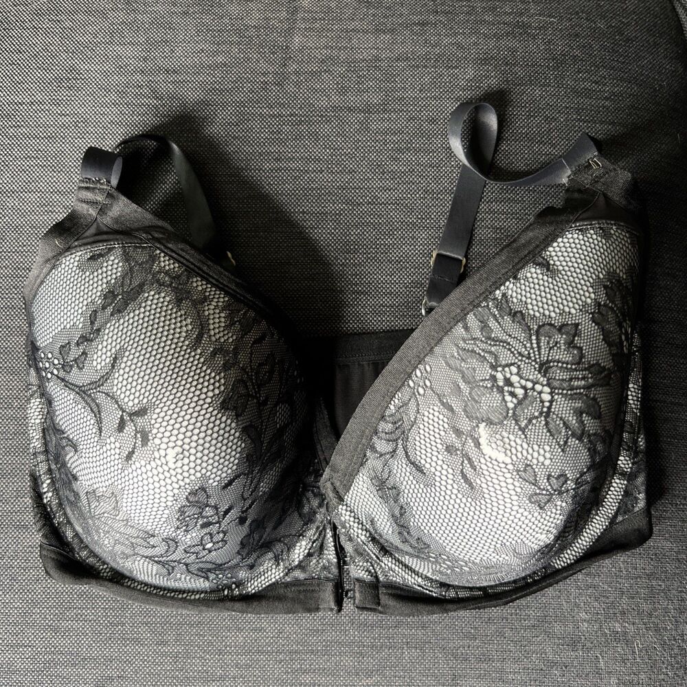 NATORI Memento Front Close Contour Underwire Bra Size 36DDD Black Lace  732075